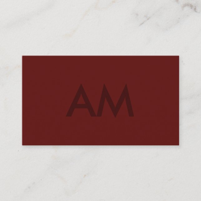 Minimalistisk monogram Deep Red Visitkort (Framsida)