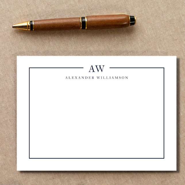 Minimalistisk Monogram Denim Blue Anteckningskort (Skapare uppladdad)