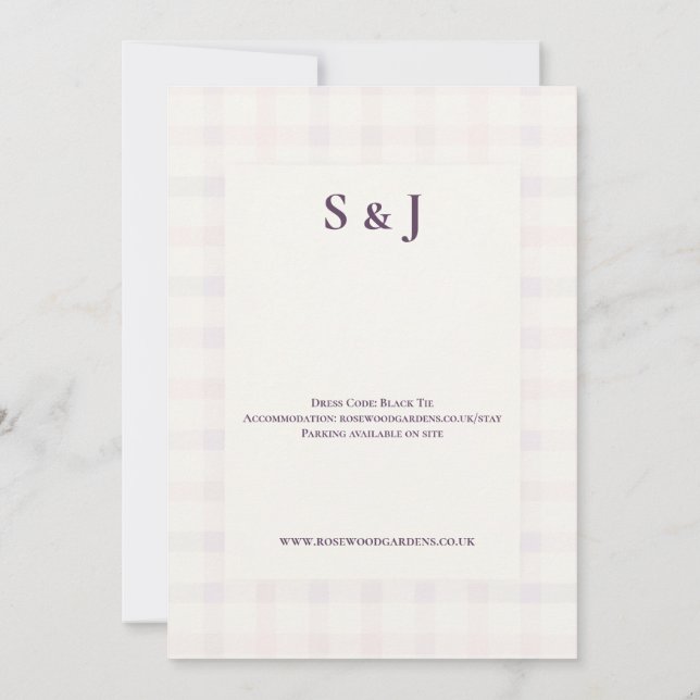 Minimalistisk Monogram detalj Bröllopsinbjudan Bil Inbjudningar (Baksida)