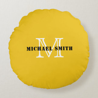 Minimalistisk Monogram Djup Citron Bakgrund Rund Kudde