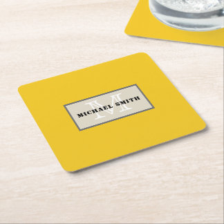Minimalistisk monogram djup Lemon-bakgrund Underlägg Papper Kvadrat