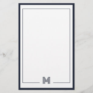 Minimalistisk Monogram Dubbelkant Brevpapper