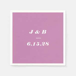 Minimalistisk Monogram Dusty Lila Bröllop Anpassni Pappersservett