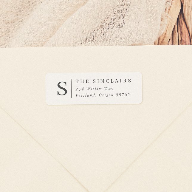 Minimalistisk monogram Elegant familjenamn Returadress Etikett (Skapare uppladdad)
