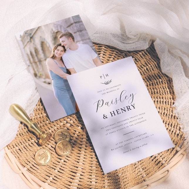 Minimalistisk Monogram Elegant Formell Bröllopsfot Inbjudningar (Skapare uppladdad)