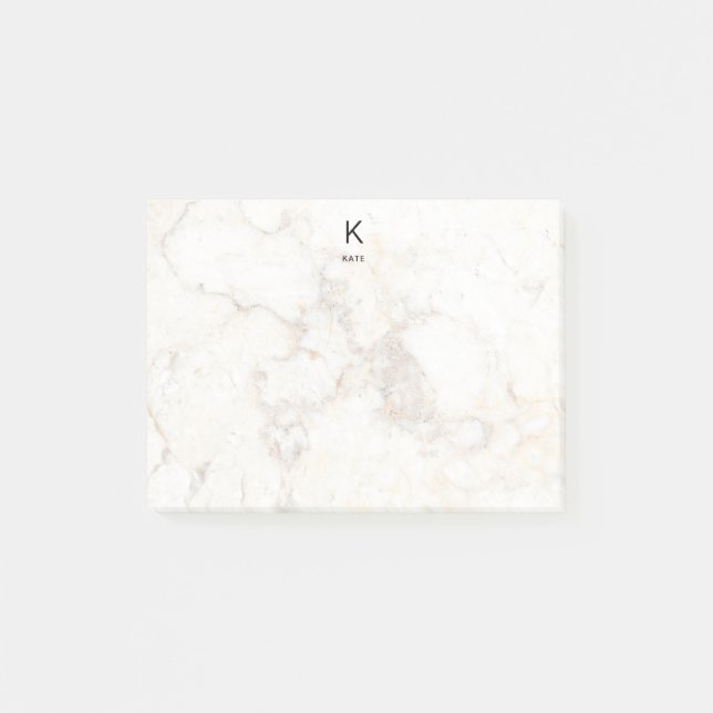 Minimalistisk monogram Elegant Marble Minimalist Post-it Block (Framsida)