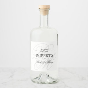 Minimalistisk Monogram Elegant Sängvättningsfest Spritflaskor Etikett