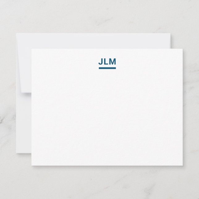 Minimalistisk monogram fet marinblå typografi anteckningskort (Framsida)