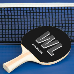 Minimalistisk Monogram för svart och Grått-Personl Pingisracket