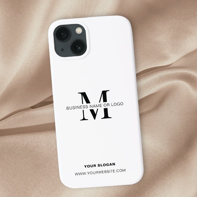 Minimalistisk Monogram för svartvit Logotyp (Minimalist monogram or logo branded phone case in white)