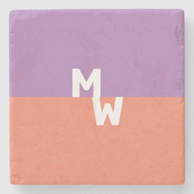 Minimalistisk monogram fyrkantig pastel QR-kod Stenunderlägg (Framsidan)