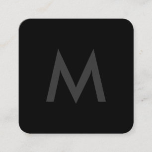 Minimalistisk Monogram Grått Black Fyrkantigt Visitkort