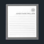 Minimalistisk monogram-Grått-lutning Anteckningsblock<br><div class="desc">Ett modernt,  minimalistiskt,  invändigt anteckningsblock i grått och vitt. Anpassningsbar monogram initial och namn på en vit bakgrund,  framtagen av grått gräns. Anpassa med hjälp av fält eller använda meddelandeknappen för att kontakta designern för hjälp.</div>