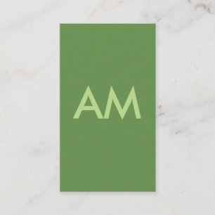 Minimalistisk monogram grön visitkort