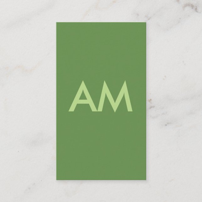Minimalistisk monogram grön visitkort (Framsida)