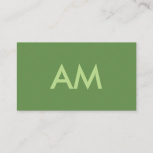 Minimalistisk Monogram-Grönt Visitkort