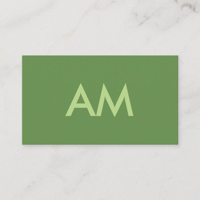 Minimalistisk Monogram-Grönt Visitkort (Framsida)