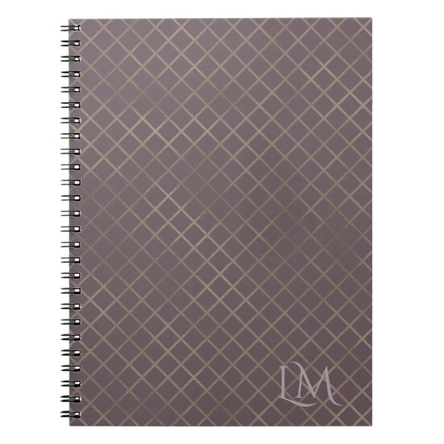 Minimalistisk monogram guld & bär taupe anteckningsbok (Framsidan)