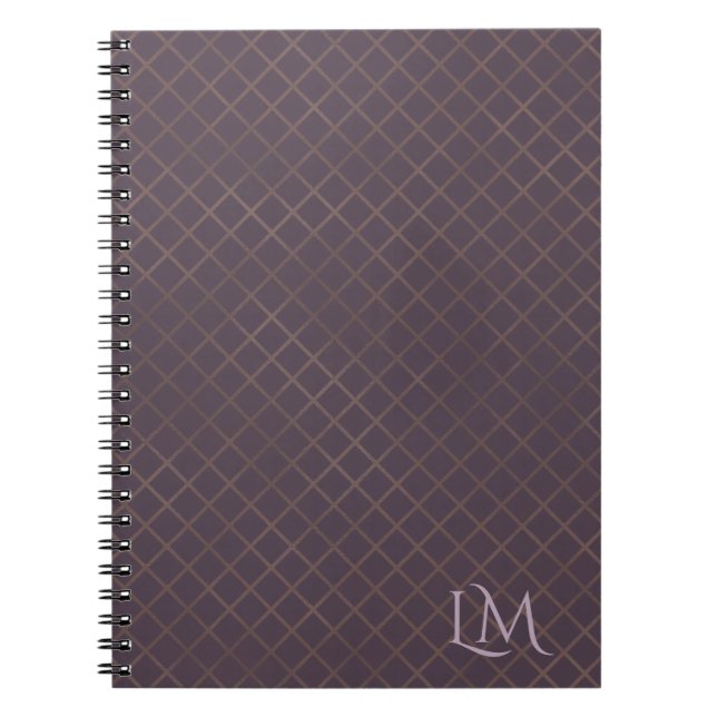 Minimalistisk monogram guld & bär taupe anteckningsbok (Framsidan)