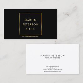 Minimalistisk monogram | Guld fyrkantig ram på sva Visitkort