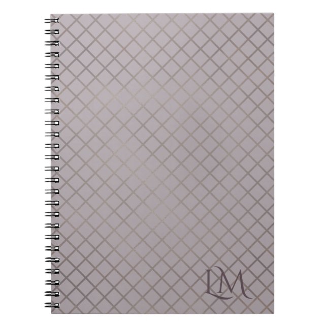 Minimalistisk monogram guld & grå taupe anteckningsbok (Framsidan)