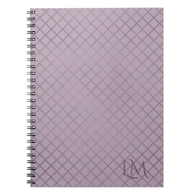 Minimalistisk monogram guld- och lavendel taupe anteckningsbok (Framsidan)