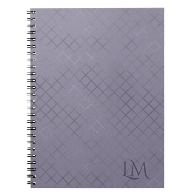 Minimalistisk monogram guld- och lavendel taupe anteckningsbok (Framsidan)