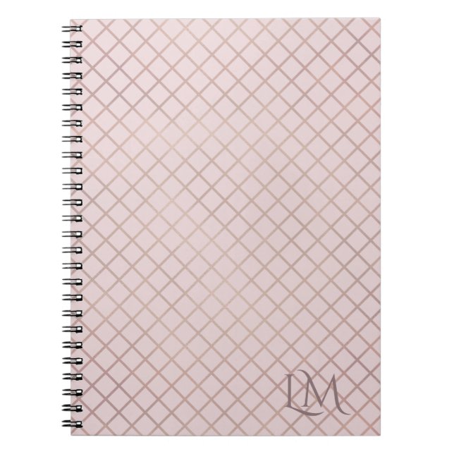 Minimalistisk monogram guld och ljus rosa taupe anteckningsbok (Framsidan)