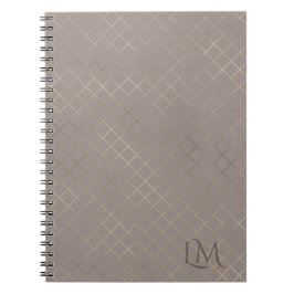 Minimalistisk monogram guld och ljus taupe anteckningsbok