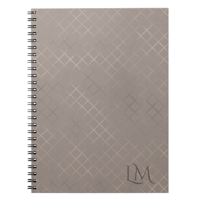 Minimalistisk monogram guld och ljus taupe anteckningsbok (Framsidan)