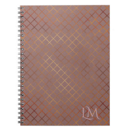 Minimalistisk monogram guld och mörk ros taupe anteckningsbok