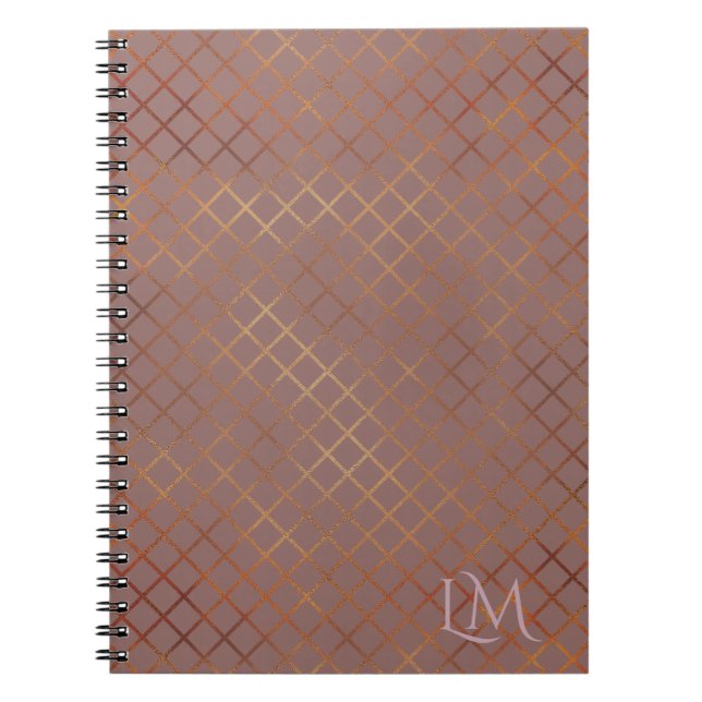 Minimalistisk monogram guld och mörk ros taupe anteckningsbok (Framsidan)