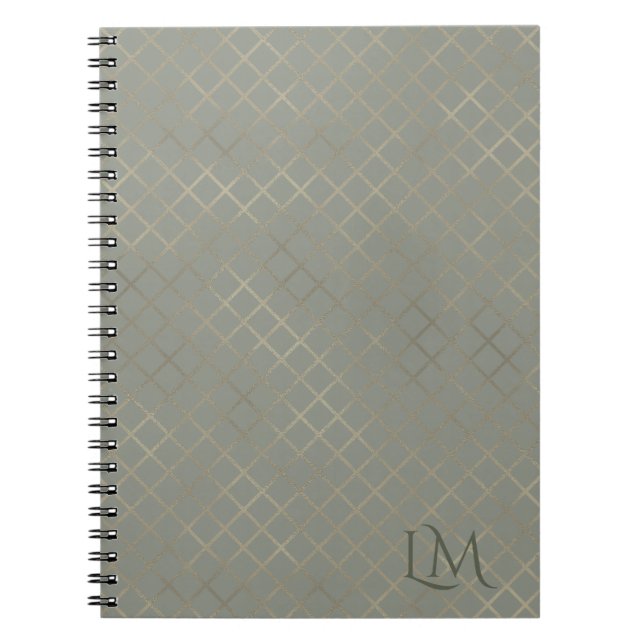 Minimalistisk monogram guld & oliv taupe anteckningsbok (Framsidan)