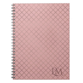 Minimalistisk monogram guld & persikofärgad taupe anteckningsbok