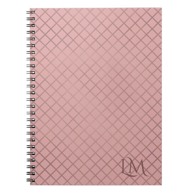 Minimalistisk monogram guld & persikofärgad taupe  anteckningsbok (Framsidan)
