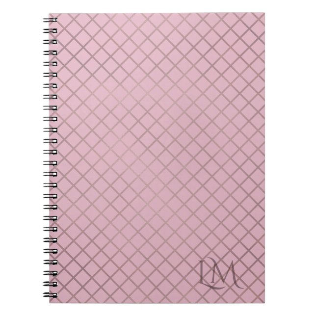 Minimalistisk Monogram Guld & Rosa Taupe Anteckningsbok (Framsidan)