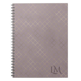 Minimalistisk monogram guld & Tulip Taupe Anteckningsbok