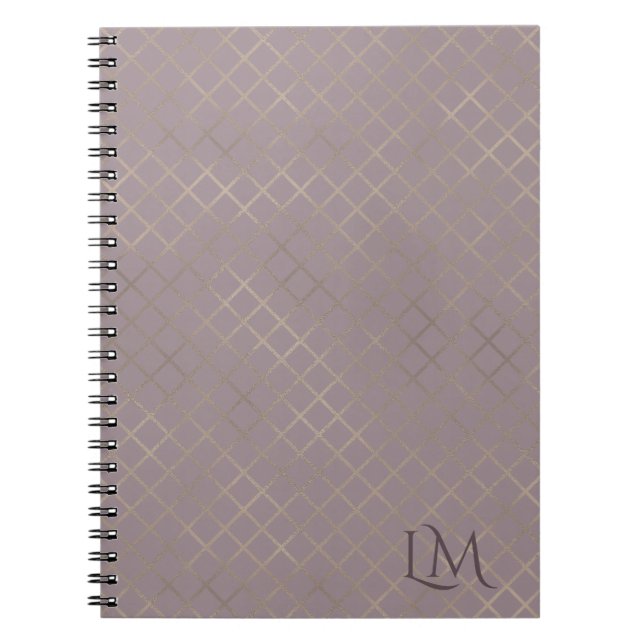 Minimalistisk monogram guld & Tulip Taupe  Anteckningsbok (Framsidan)