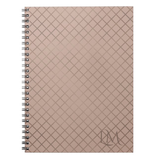 Minimalistisk monogram guld & vår taupe anteckningsbok (Framsidan)