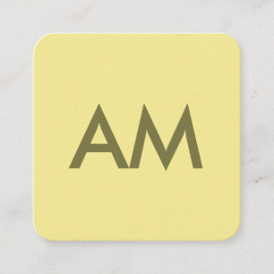 Minimalistisk Monogram-Gult Fyrkantigt Visitkort