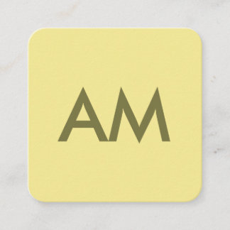 Minimalistisk Monogram-Gult Fyrkantigt Visitkort