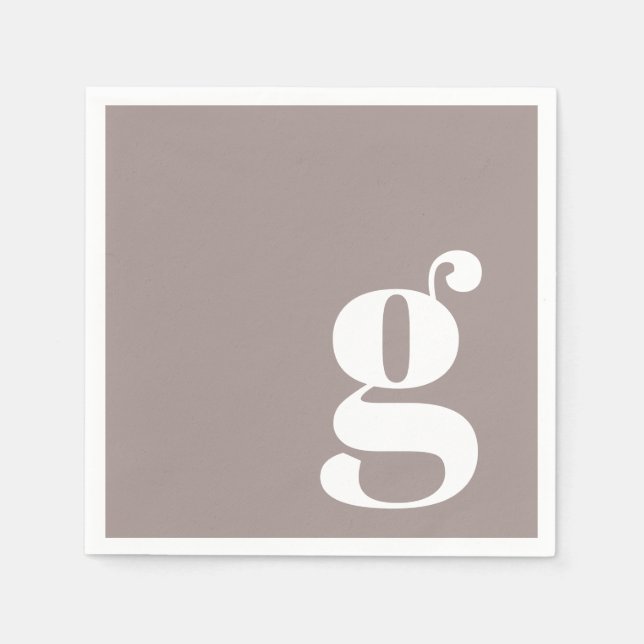 Minimalistisk monogram initial i taupebrun  pappersservett (Framsidan)