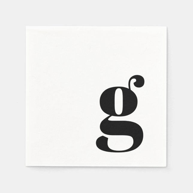 Minimalistisk Monogram Initial Retro Enkel Vit Pappersservett (Framsidan)
