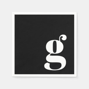 Minimalistisk Monogram Initial Retro Svart Vitt Pappersservett