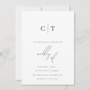Minimalistisk Monogram Initialer-bröllopsinbjudan Inbjudningar
