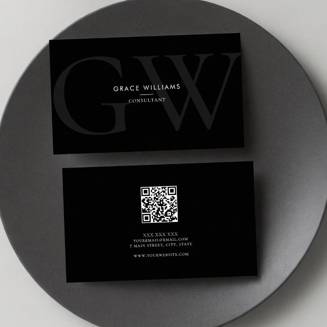 Minimalistisk Monogram Initialer QR-kodProfessione Visitkort (Skapare uppladdad)