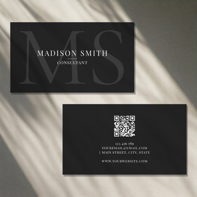 Minimalistisk Monogram Initialer QR-kodProfessione Visitkort (Skapare uppladdad)