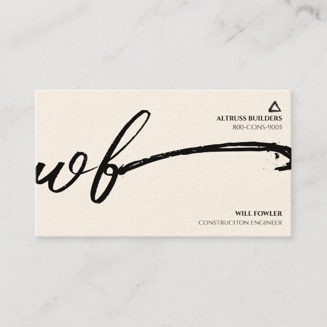 Minimalistisk Monogram Konstruktionsingenjör Visitkort (Framsida)