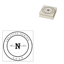 Minimalistisk monogram kreativ design trästämpel