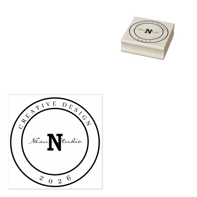 Minimalistisk monogram kreativ design trästämpel stämpel (Stämplad)